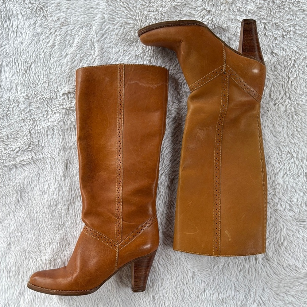 Brown Leather Knee-High Boots